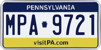 PA license plate MPA9721