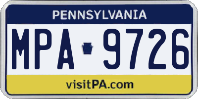 PA license plate MPA9726