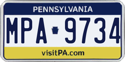 PA license plate MPA9734