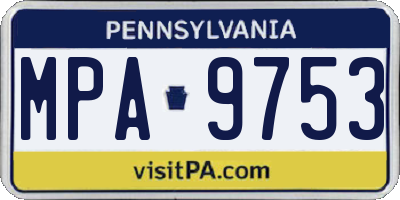 PA license plate MPA9753