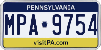 PA license plate MPA9754