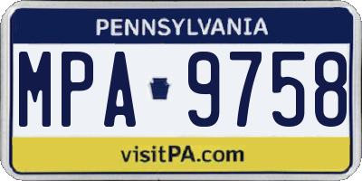PA license plate MPA9758