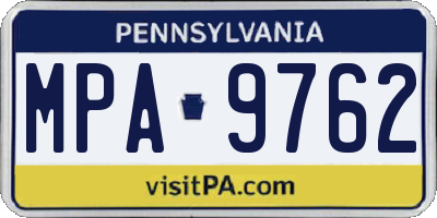 PA license plate MPA9762