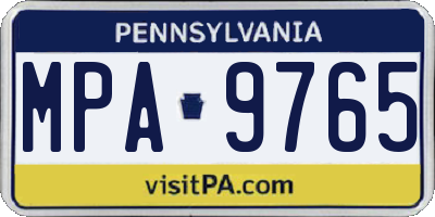 PA license plate MPA9765