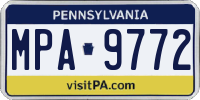 PA license plate MPA9772