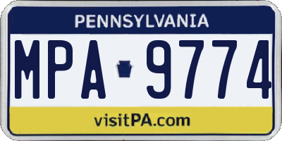 PA license plate MPA9774