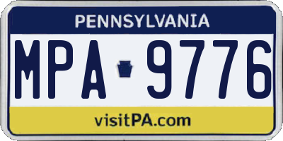 PA license plate MPA9776