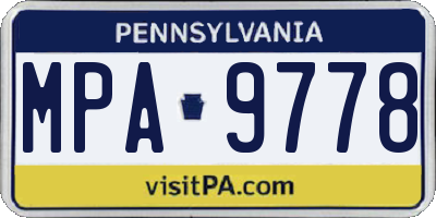 PA license plate MPA9778