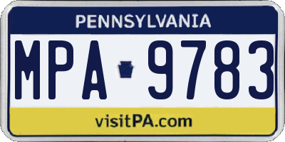 PA license plate MPA9783
