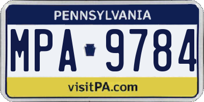 PA license plate MPA9784