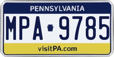PA license plate MPA9785