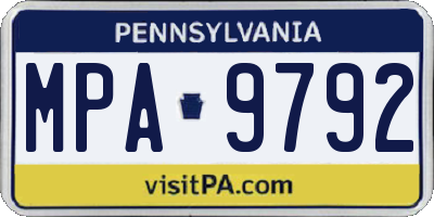 PA license plate MPA9792