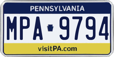 PA license plate MPA9794