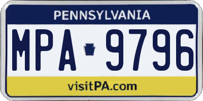 PA license plate MPA9796