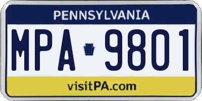 PA license plate MPA9801