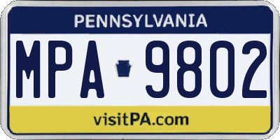 PA license plate MPA9802