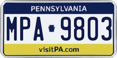 PA license plate MPA9803
