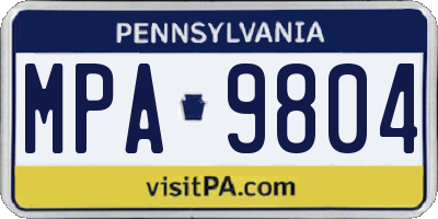PA license plate MPA9804