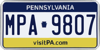 PA license plate MPA9807