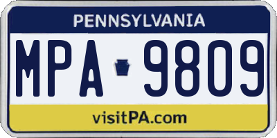 PA license plate MPA9809