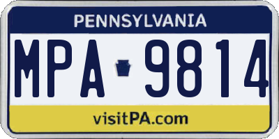 PA license plate MPA9814