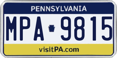 PA license plate MPA9815