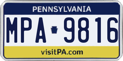 PA license plate MPA9816