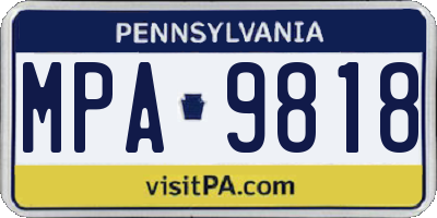 PA license plate MPA9818