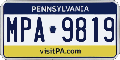 PA license plate MPA9819