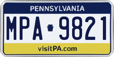 PA license plate MPA9821