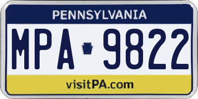 PA license plate MPA9822