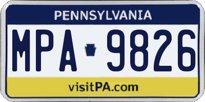PA license plate MPA9826