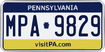 PA license plate MPA9829