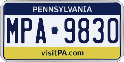 PA license plate MPA9830