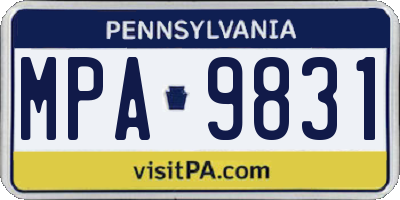 PA license plate MPA9831