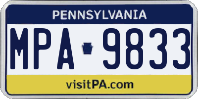PA license plate MPA9833