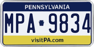 PA license plate MPA9834