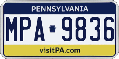 PA license plate MPA9836