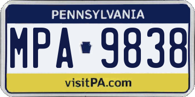 PA license plate MPA9838