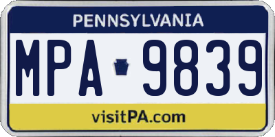 PA license plate MPA9839