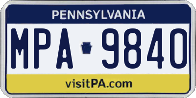 PA license plate MPA9840