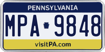 PA license plate MPA9848