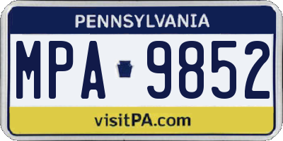PA license plate MPA9852