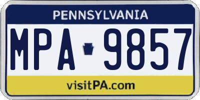 PA license plate MPA9857