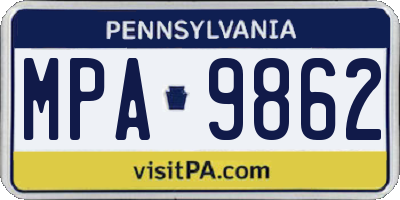PA license plate MPA9862