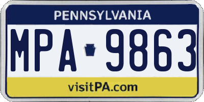 PA license plate MPA9863