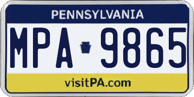PA license plate MPA9865