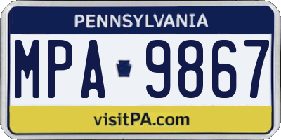 PA license plate MPA9867