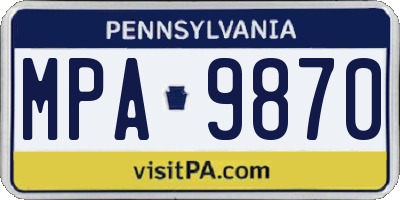 PA license plate MPA9870