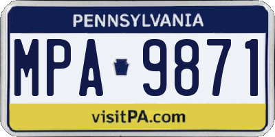 PA license plate MPA9871